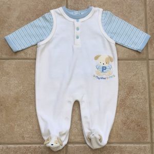 bon bébé Boys Puppy Jumper and Striped Shirt